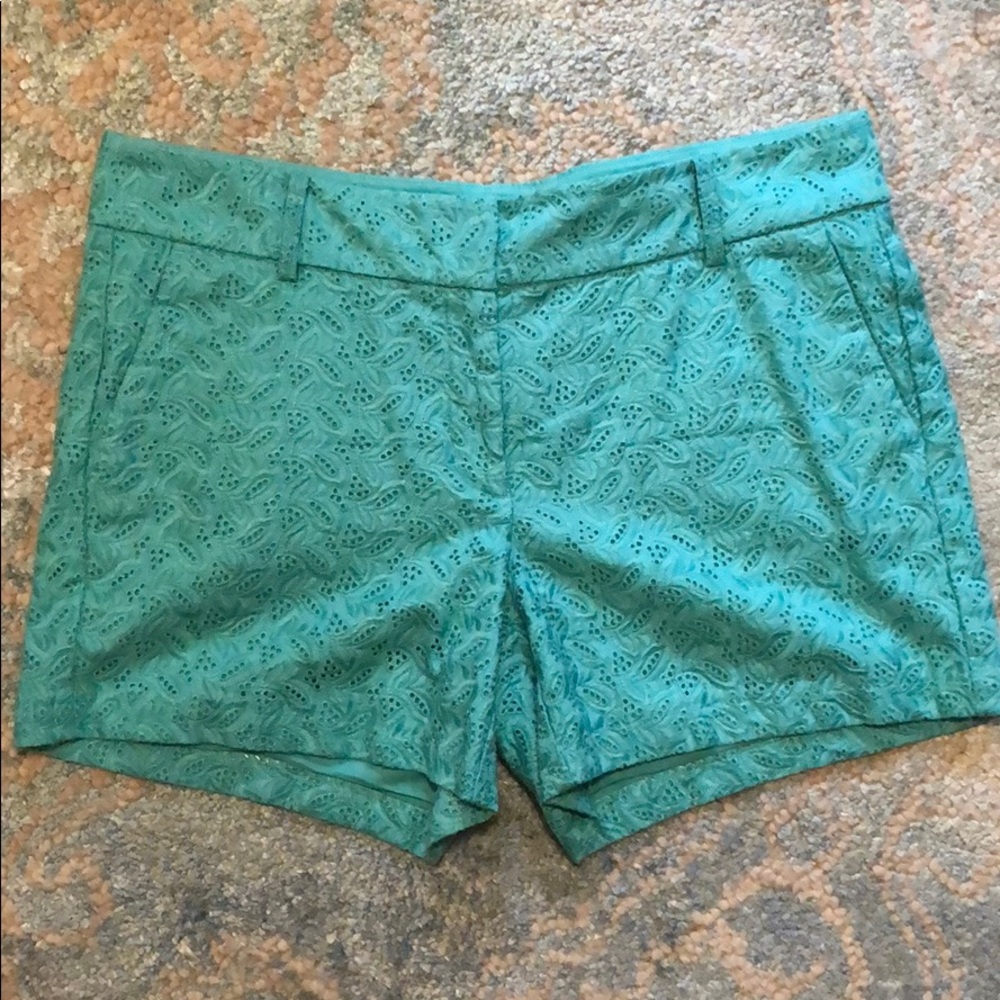 Ann Taylor Teal Eyelet Shorts Sz 6